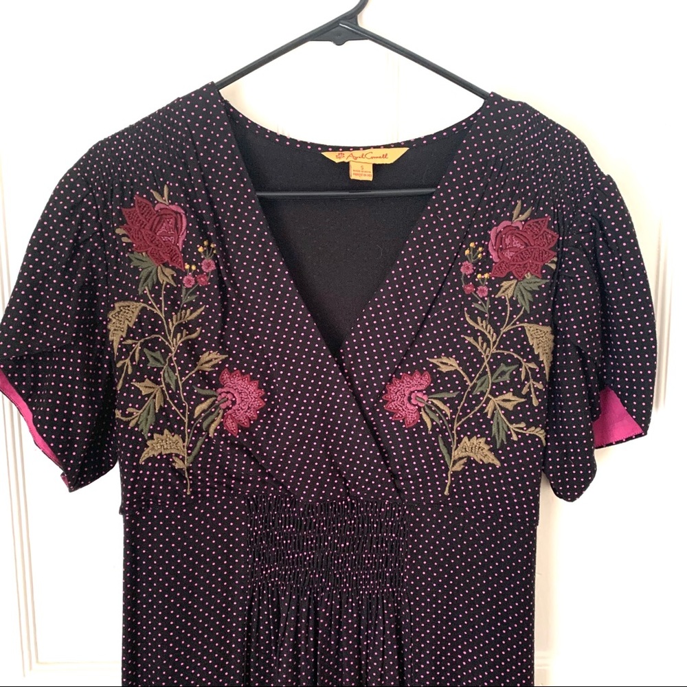 April Cornell Embroidered Polka Dot Maxi Dress